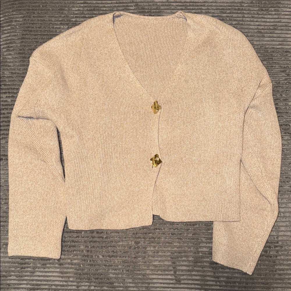 SHEIN // Deep V Neck Long Sleeve Slim Button Cardigan